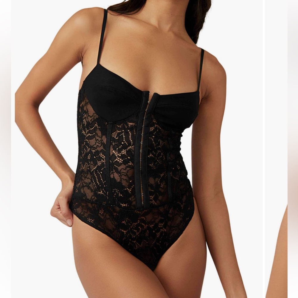 Free People Intimately FP Lace Night Rhythm Thong Bodysuit